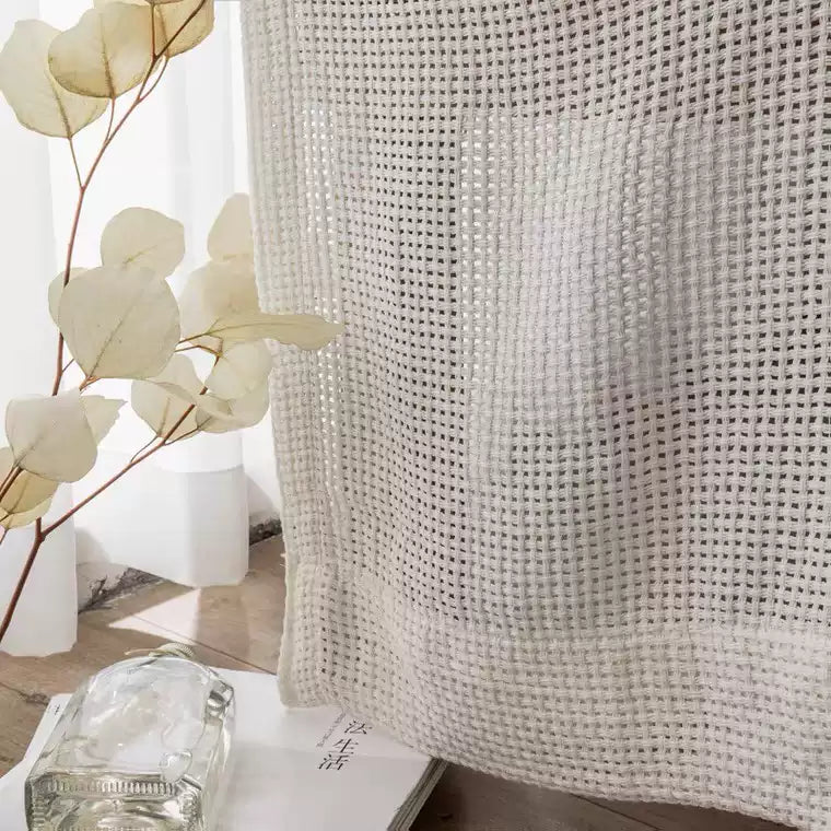 Japanese Wabi-Sabi Cream Linen Sheer Curtain Nordic Minimalist Cotton Drapes