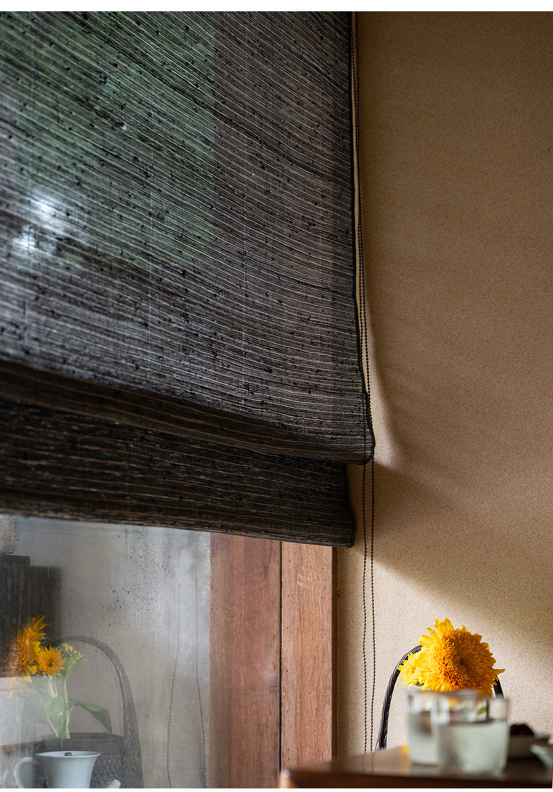 Natural Flax and Copper Weave Window Shade (Top Down Bottom Up Available)