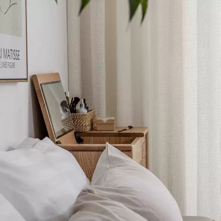 Japanese Wabi-Sabi Cream Linen Sheer Curtain Nordic Minimalist Cotton Drapes