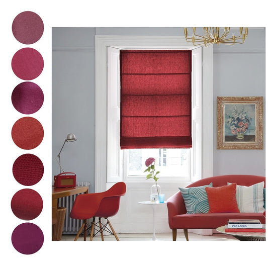 Shade of Red Burgundy Maroon Linen Window Roman Shade