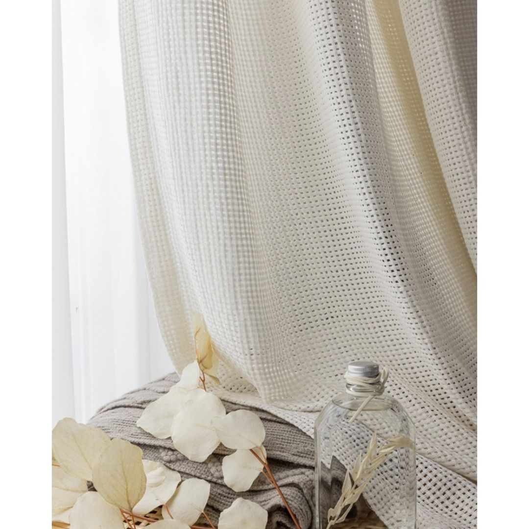 Japanese Wabi-Sabi Cream Linen Sheer Curtain Nordic Minimalist Cotton Drapes