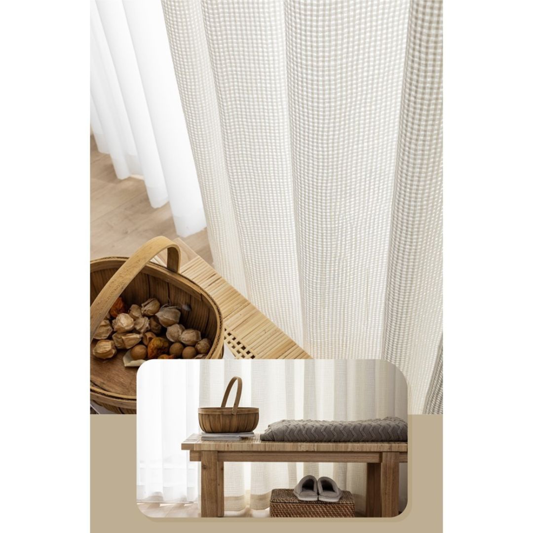 Japanese Wabi-Sabi Cream Linen Sheer Curtain Nordic Minimalist Cotton Drapes