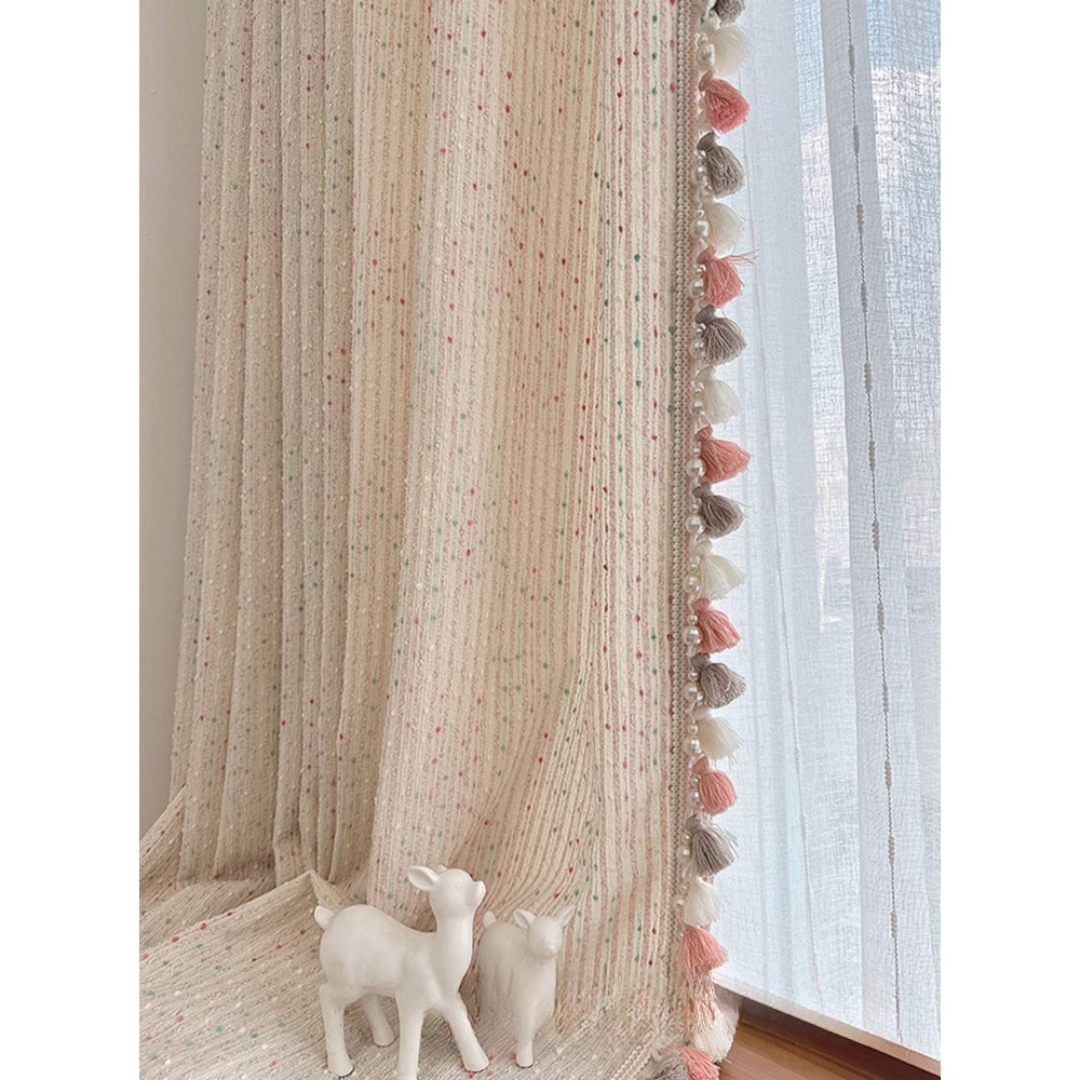 Pastel Sweetheart Rainbow Boho Drapes Speckled Tassel Curtain Boho Drapery