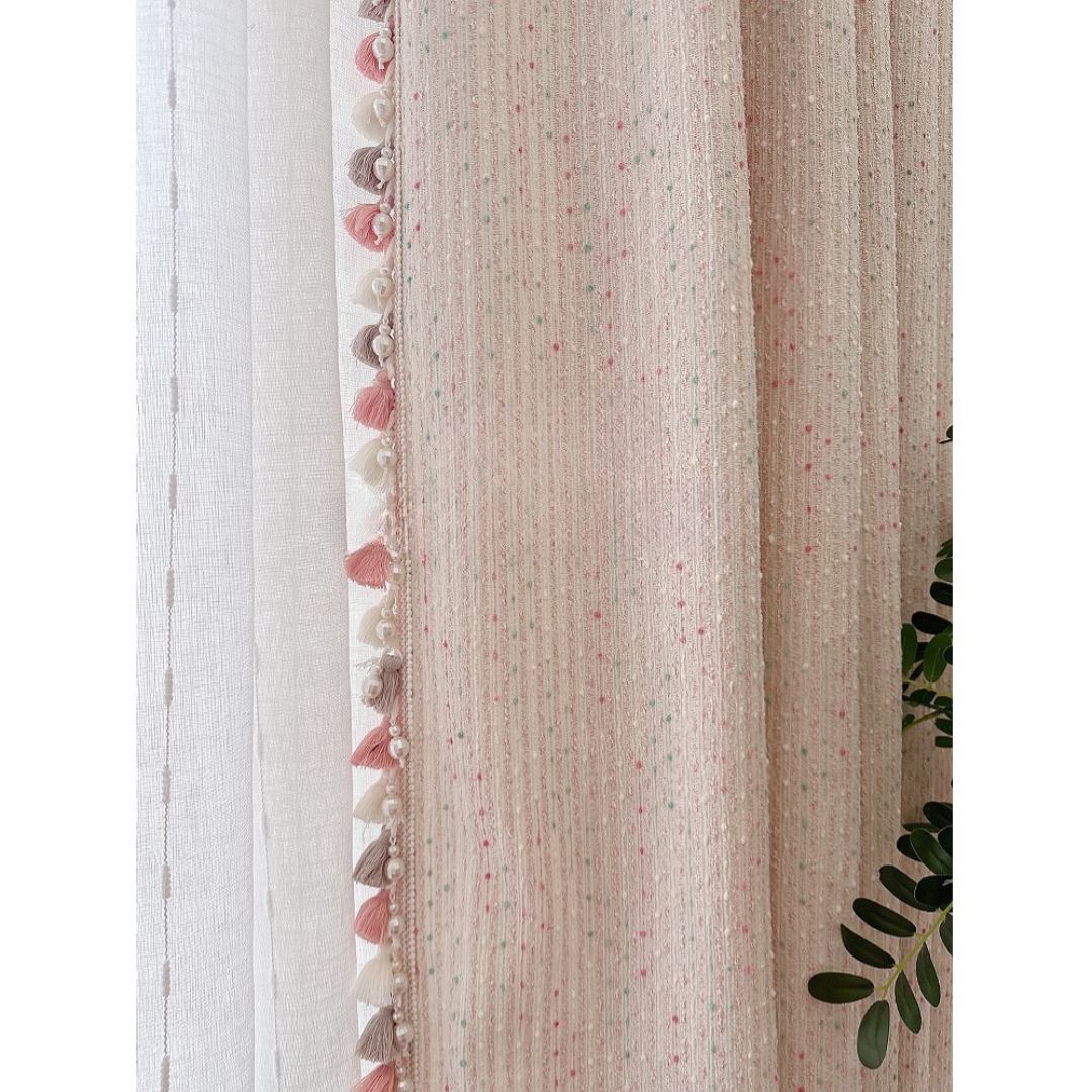 Pastel Sweetheart Rainbow Boho Drapes Speckled Tassel Curtain Boho Drapery