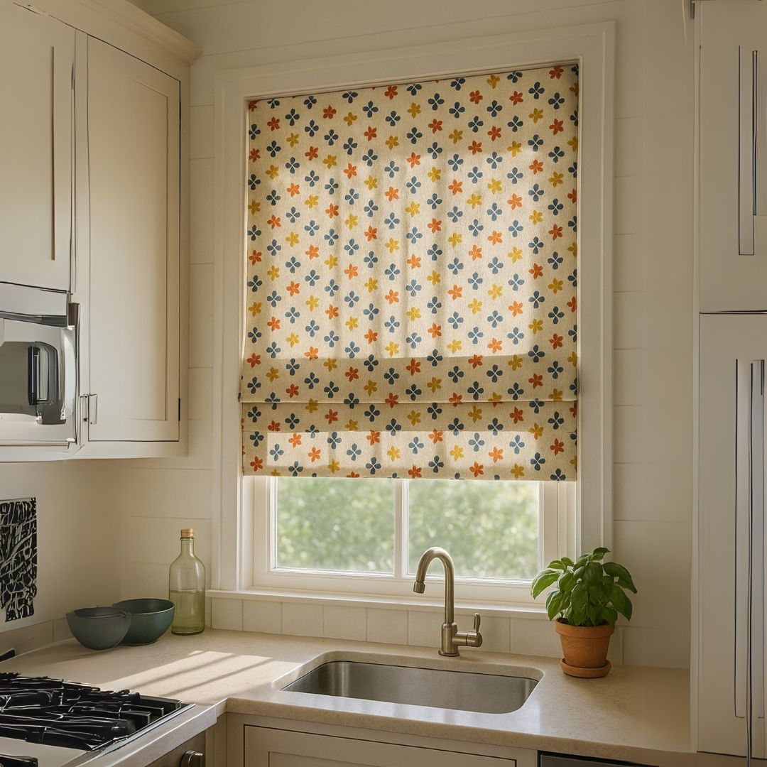 Harvest Meadow Motif Window Roman Shade