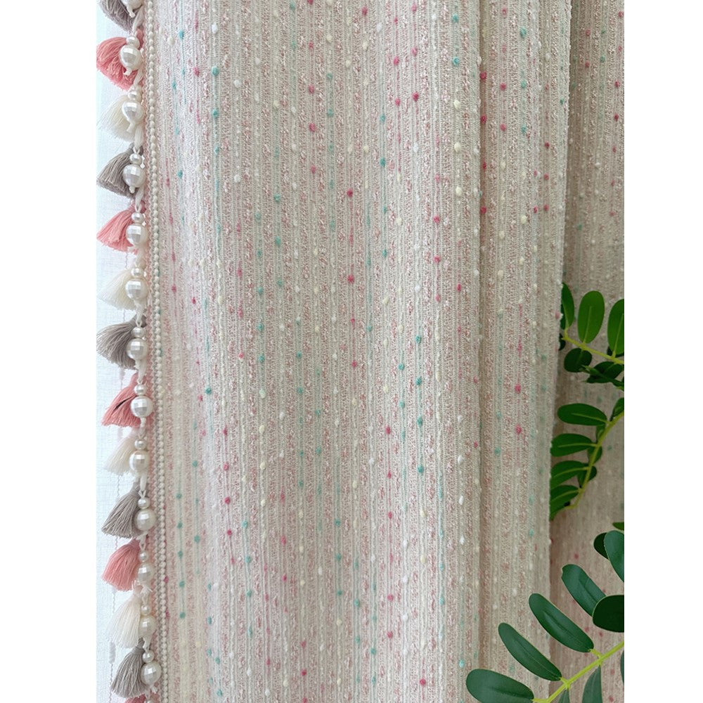 Pastel Sweetheart Rainbow Boho Drapes Speckled Tassel Curtain Boho Drapery
