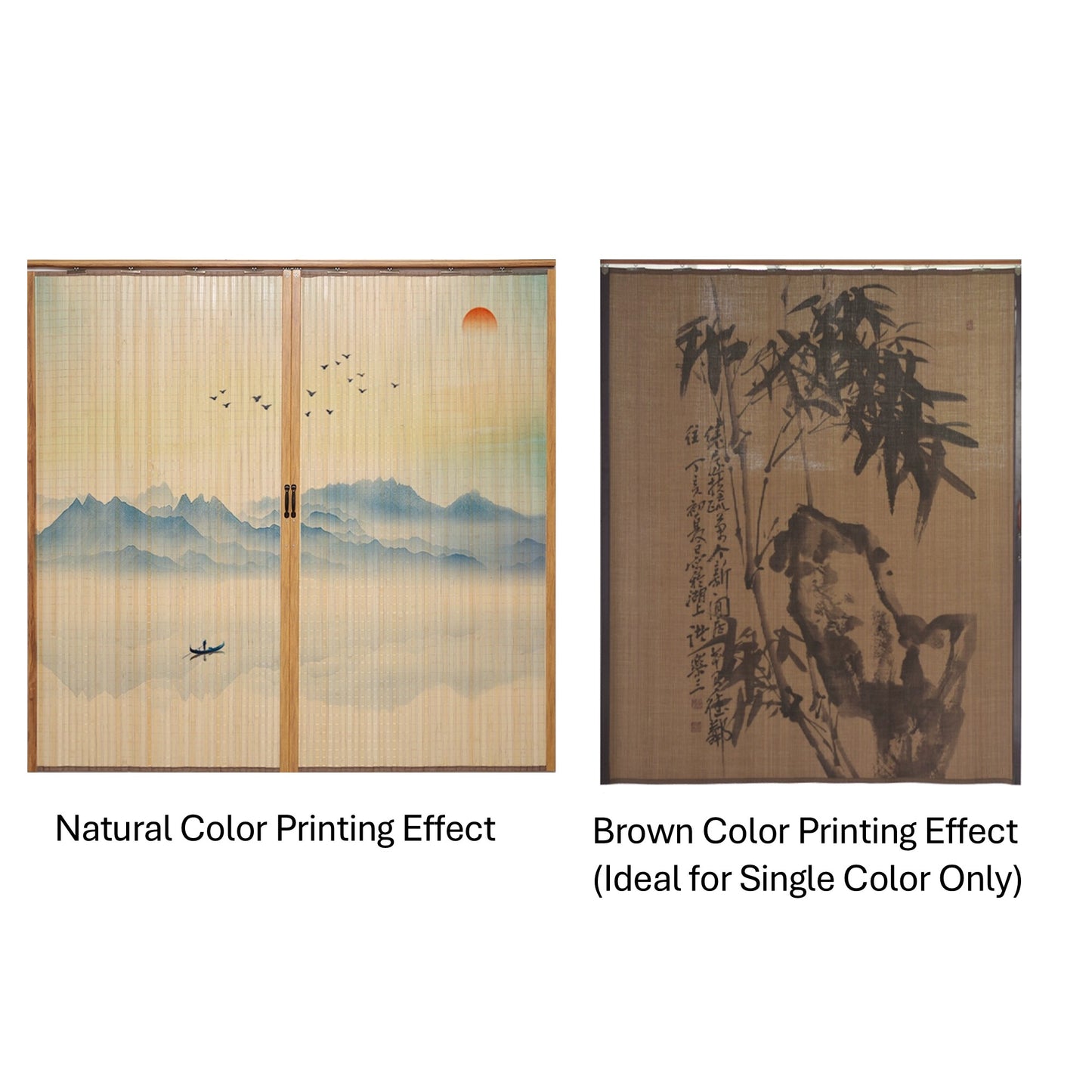 Custom Graphic/Image/Logo Natural Bamboo Sliding Door Curtain Divider