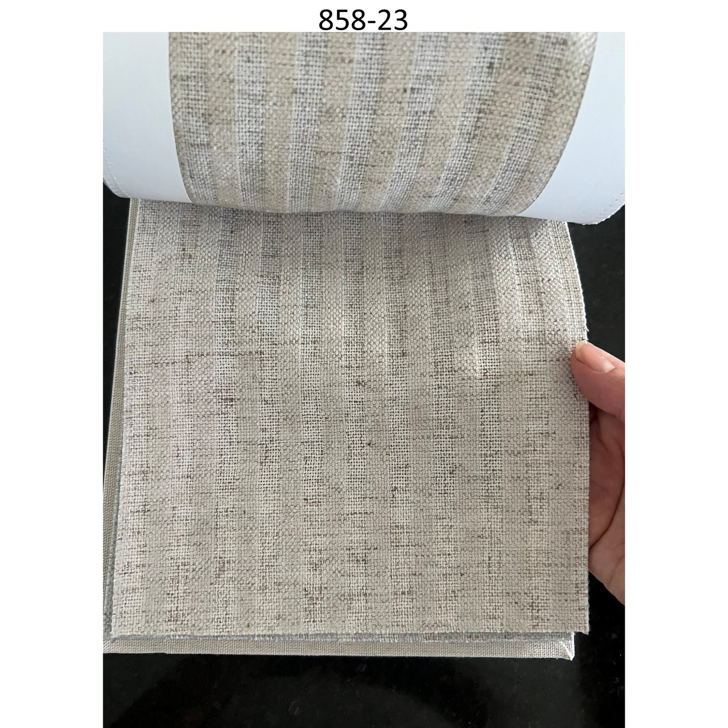 Handwoven Neutral Linen Embroidery Stripe Window Roman Shade