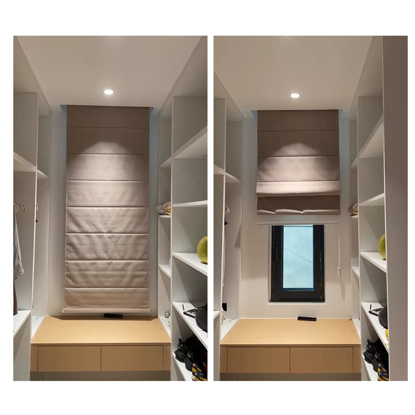 Double Layers Dual Linen Blackout and Light Filter Window Roman Shade