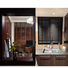 Load image into Gallery viewer, 100% Genuine Hardwood Venetian Blinds | Solid Wood Window Slats with Customizable Color Cloth Tapes &amp; Decorative Straps
