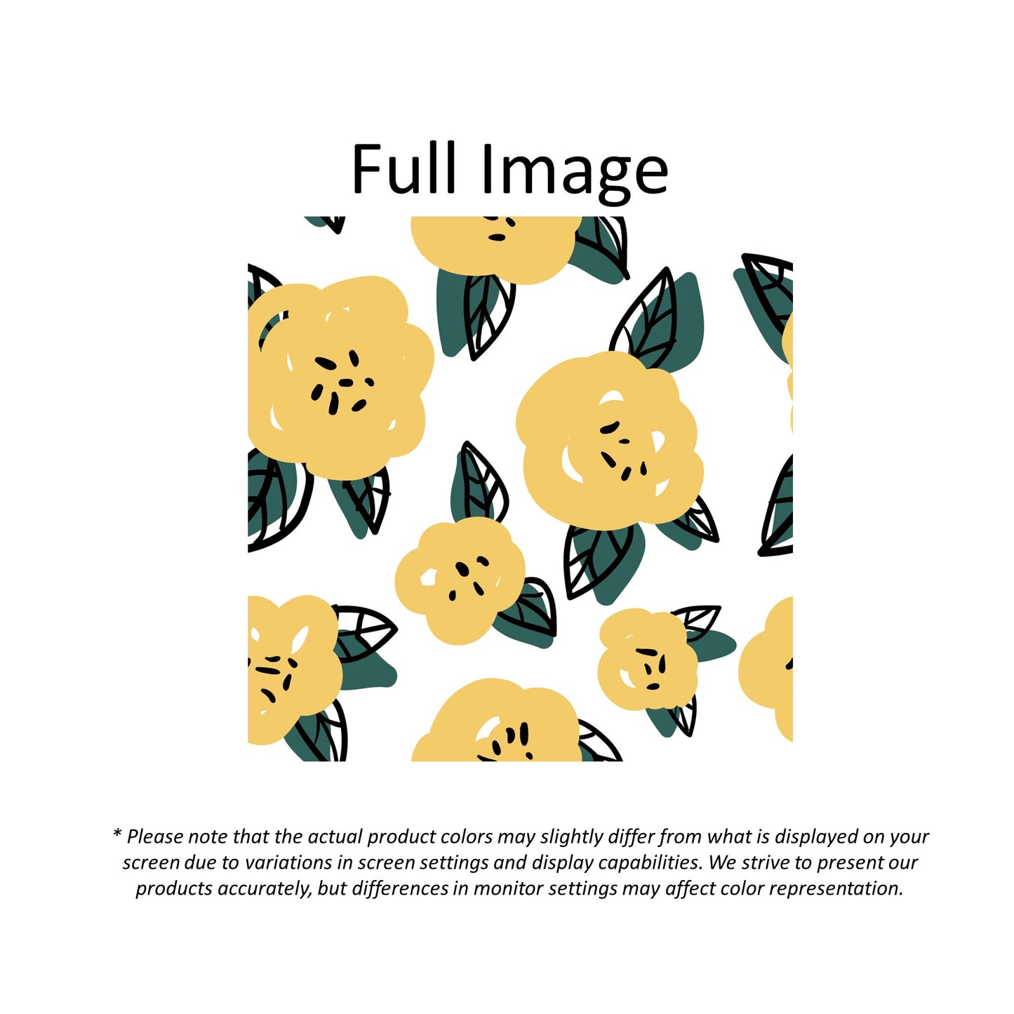 Botanical Yellow Flower Motif Window Roman Shade