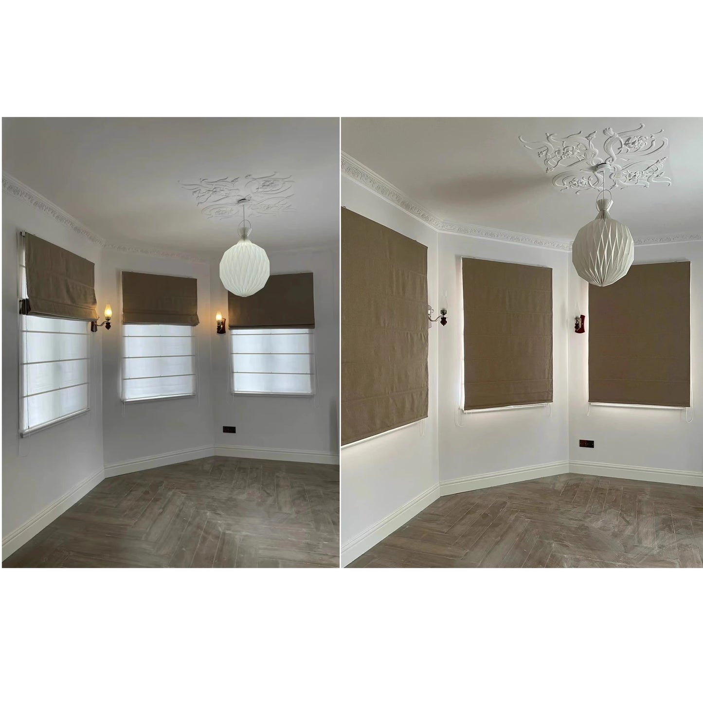 Double Layers Dual Linen Blackout and Light Filter Window Roman Shade
