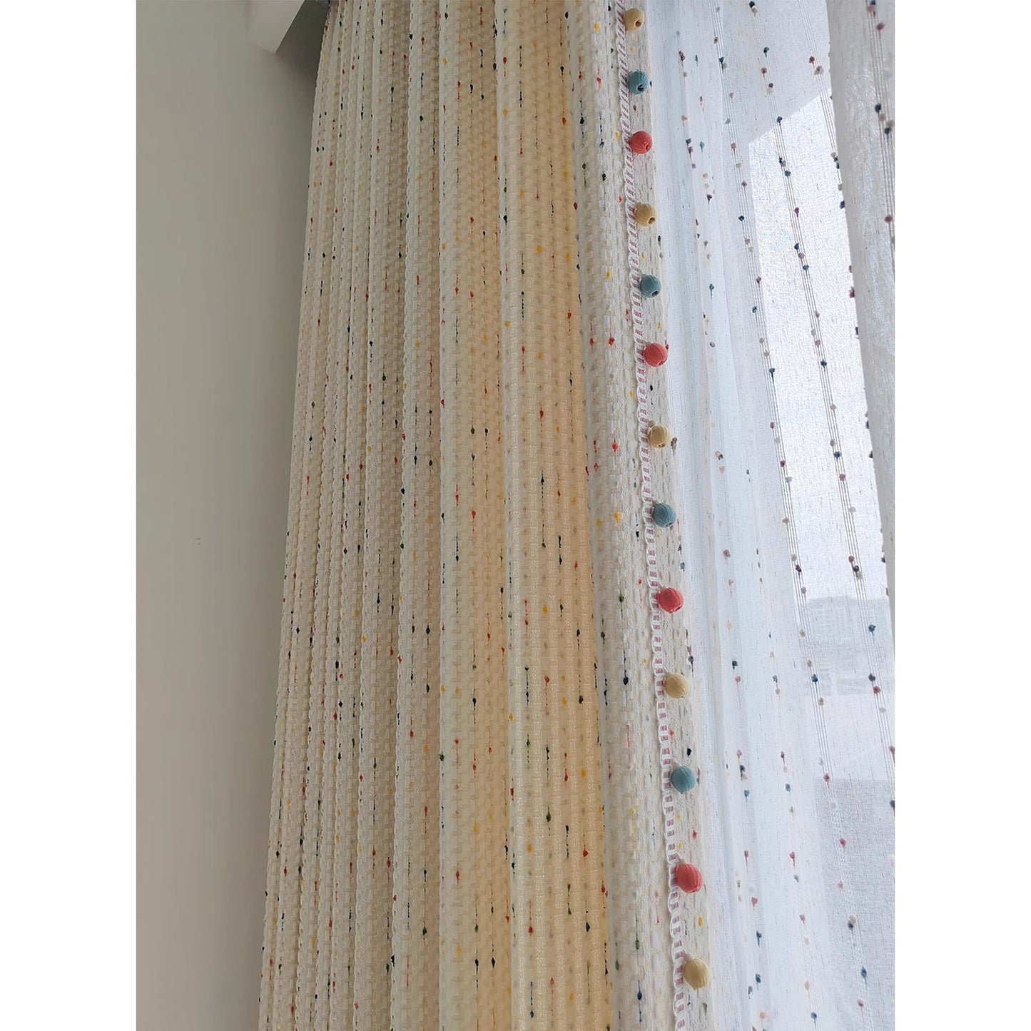 Bonne Nuit Bean Creamy Dopamine Hues Tassel Curtain Boho Drapery