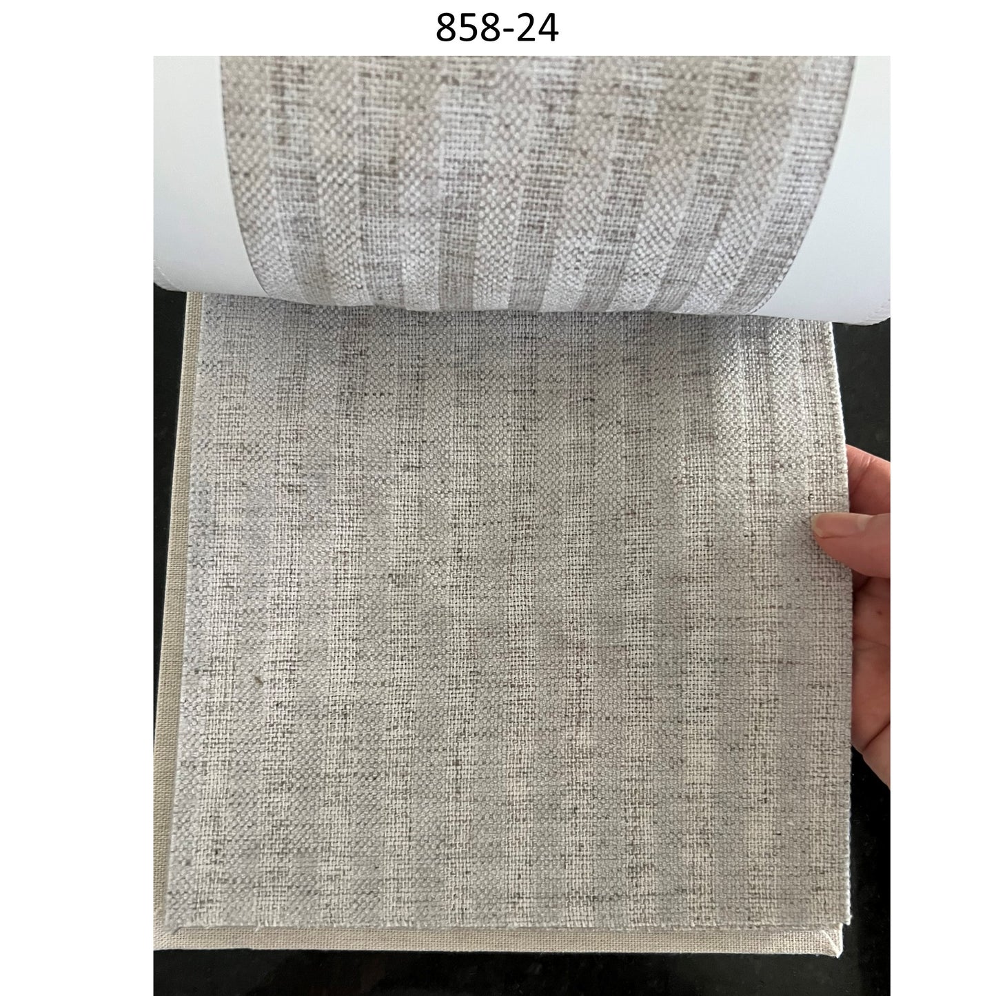 Handwoven Neutral Linen Embroidery Stripe Window Roman Shade