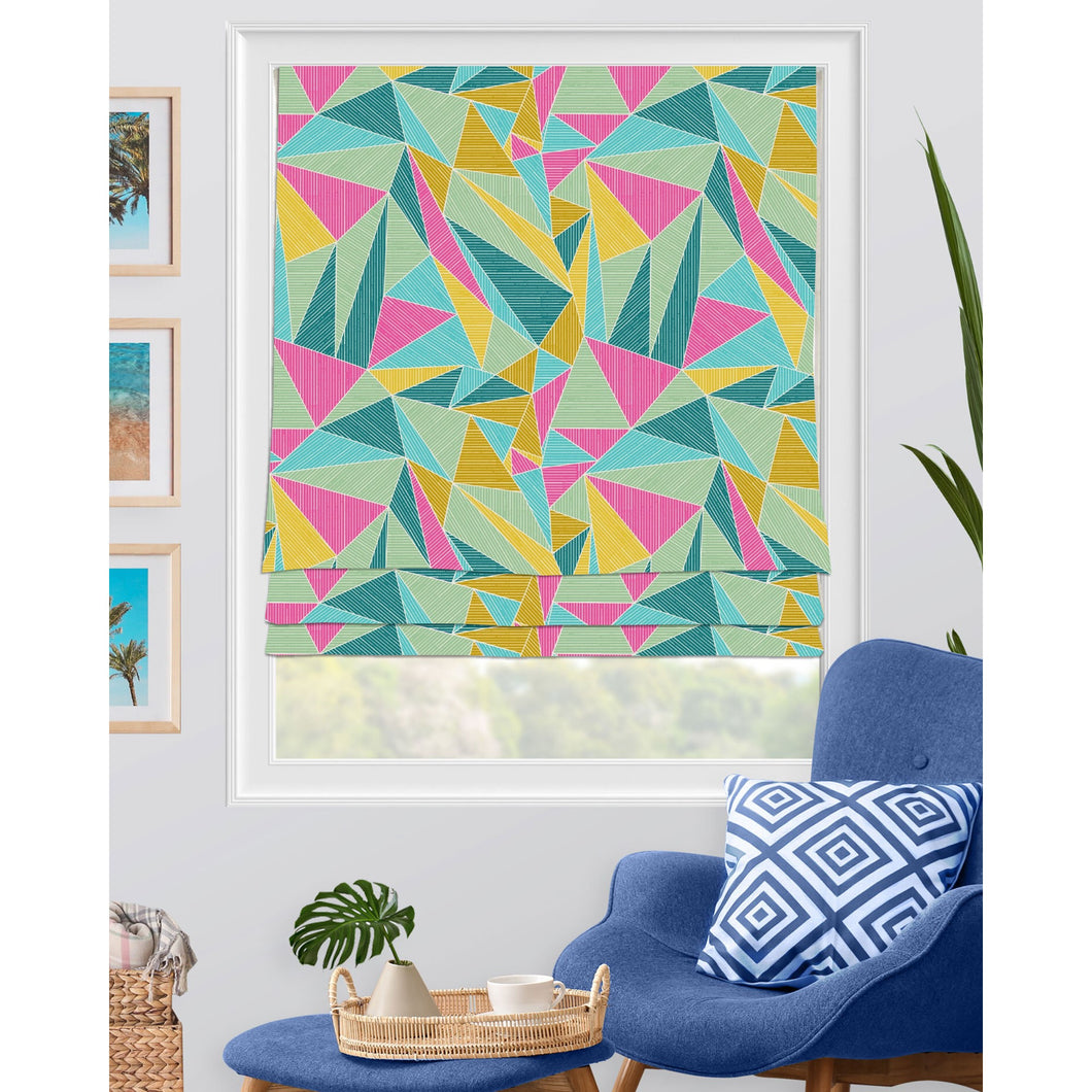 Midcentury Geometry Pattern Window Roman Shade