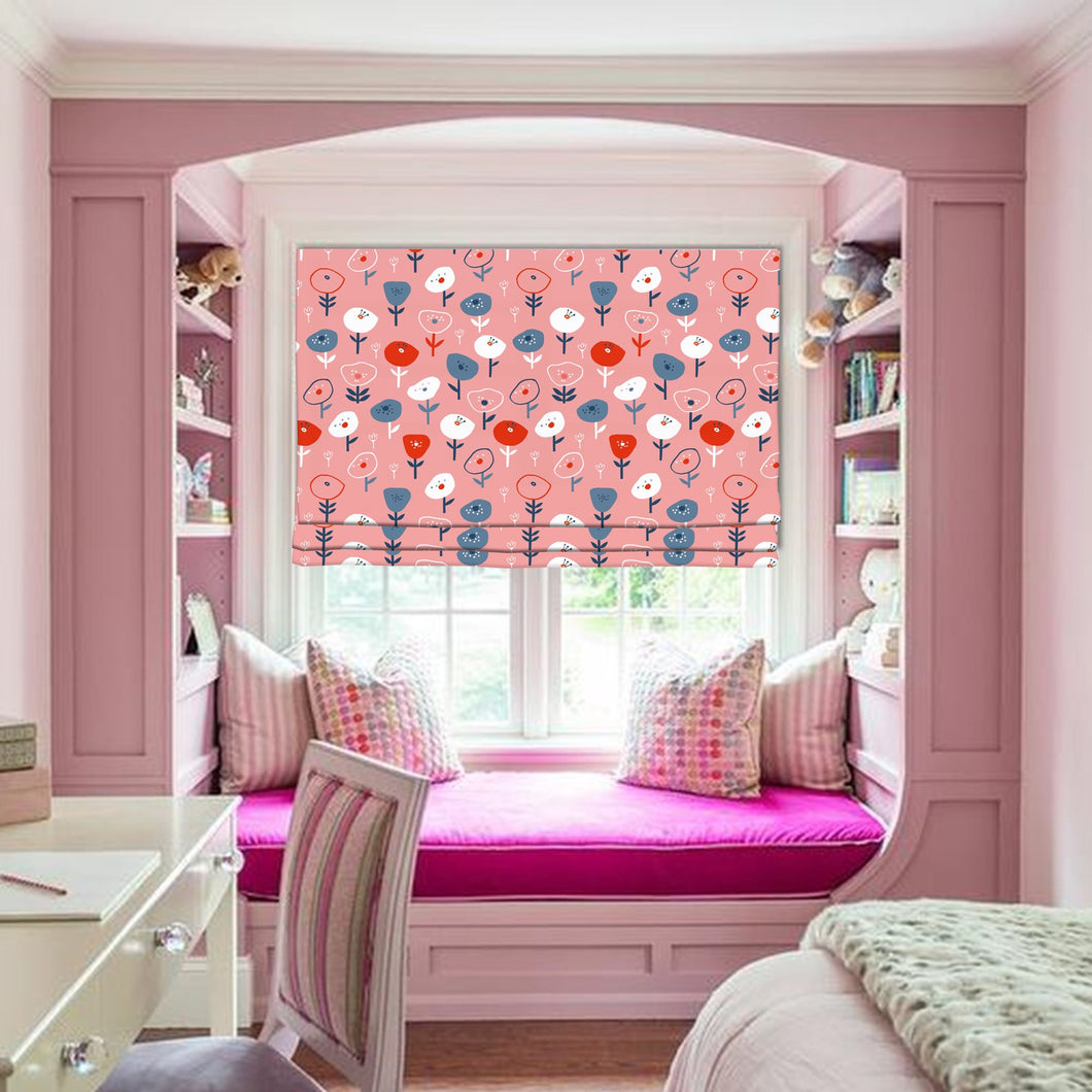 The Pink Garden Window Roman Shade