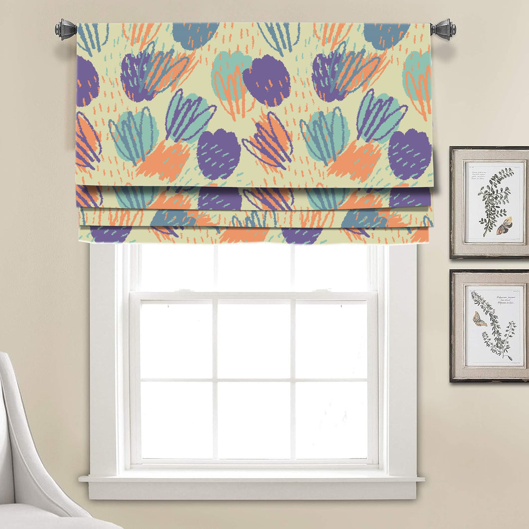 Splash Abstract Tulips Linen Faux Roman Shade Valance