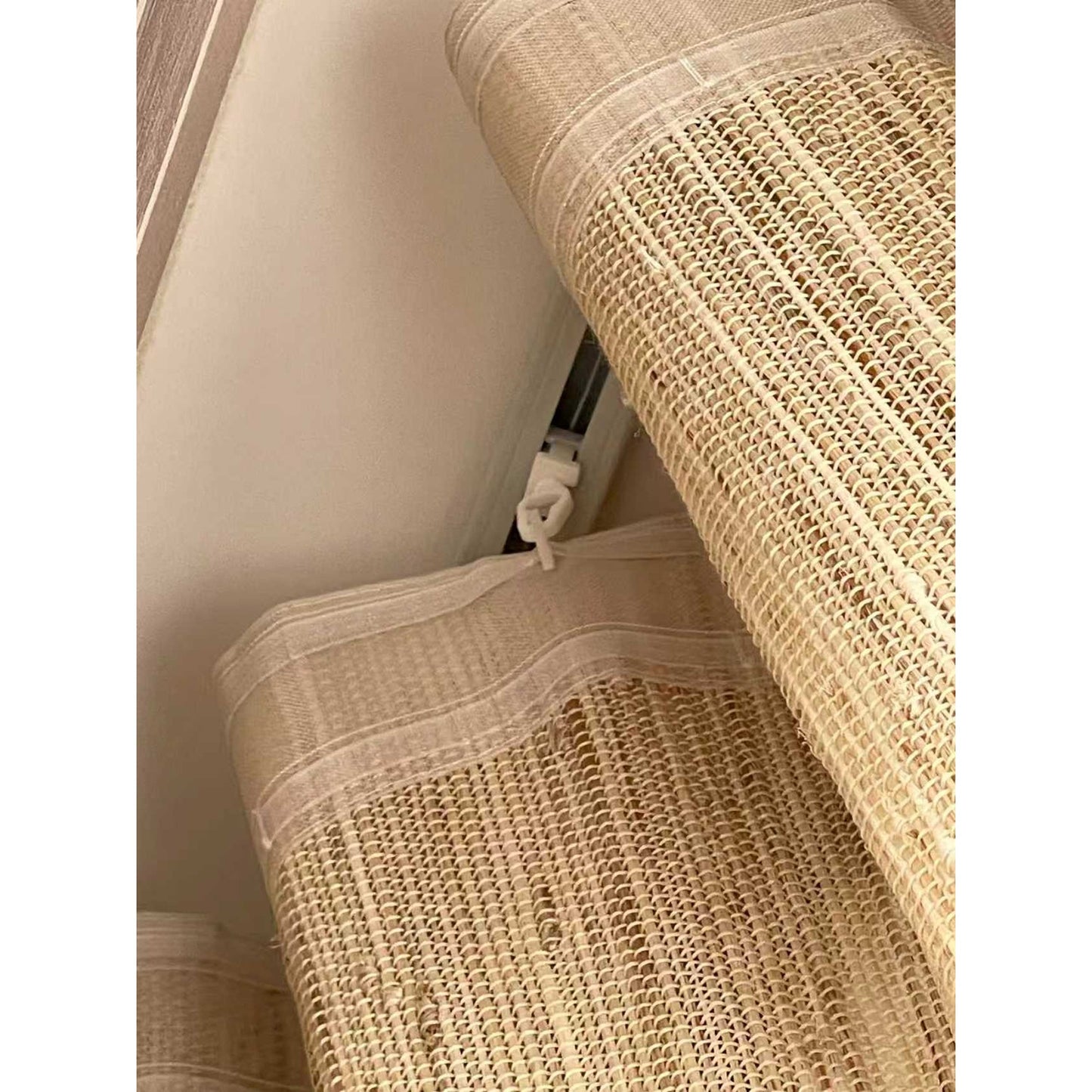 Natural Woven Fiber Curtain Rustic Light Filtering Indoor Outdoor Drapes - Curtain Track Hooks Pre-Attached