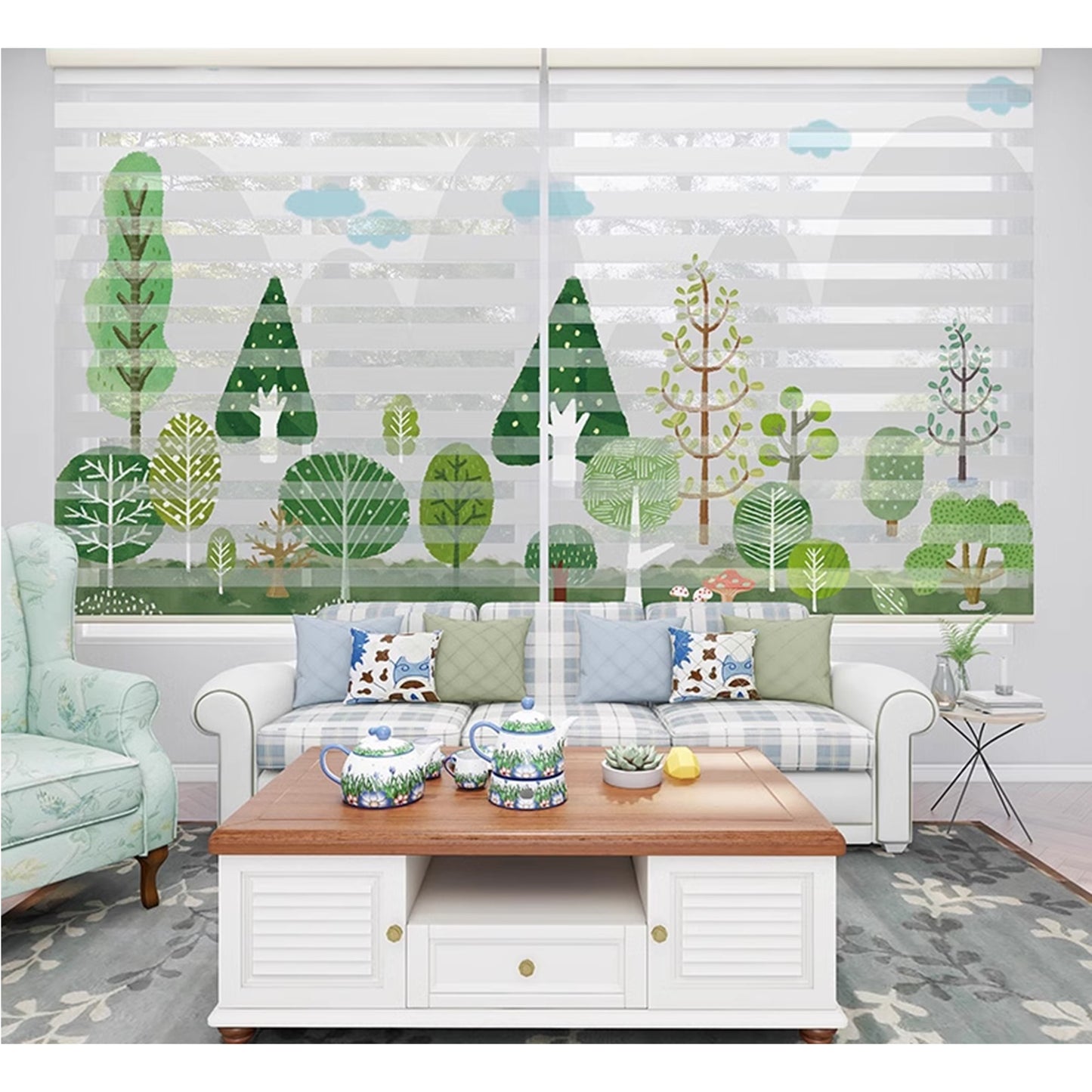 Custom Image Business Logo Personalized Design Dual-Layered Zebra Roller Shades Blinds