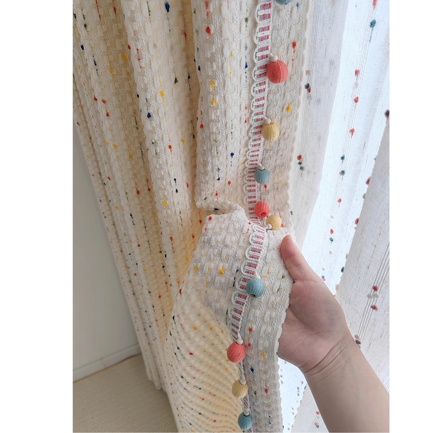 Bonne Nuit Bean Creamy Dopamine Hues Tassel Curtain Boho Drapery