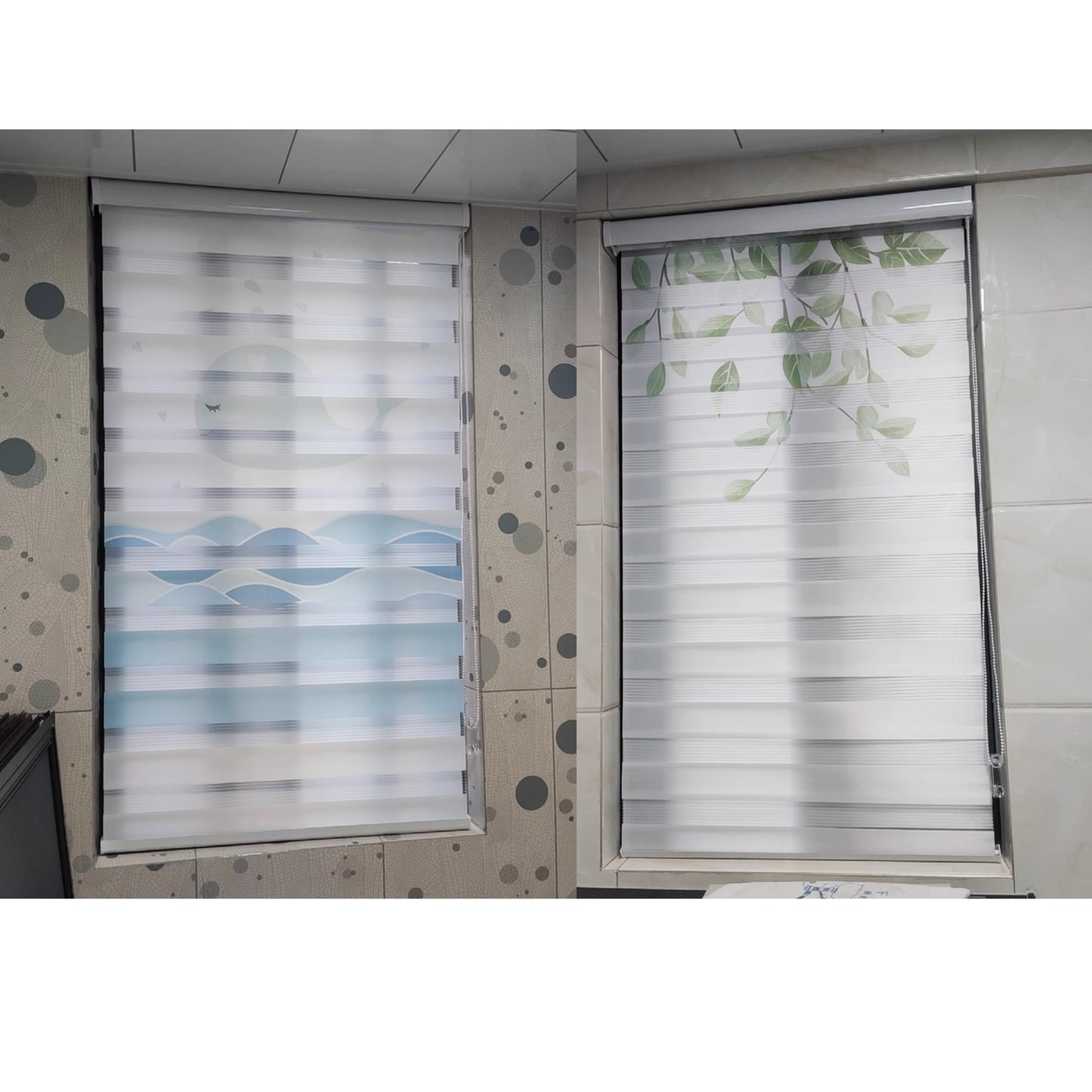 Custom Image Business Logo Personalized Design Dual-Layered Zebra Roller Shades Blinds