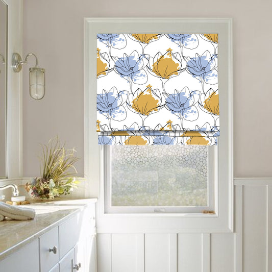 Comtemporary Flower Pattern Window Roman Shade