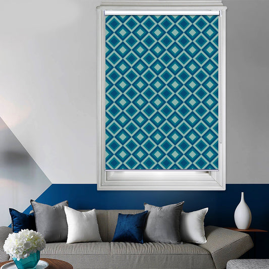 Midcentury Geometry Blue Window Roller Shade