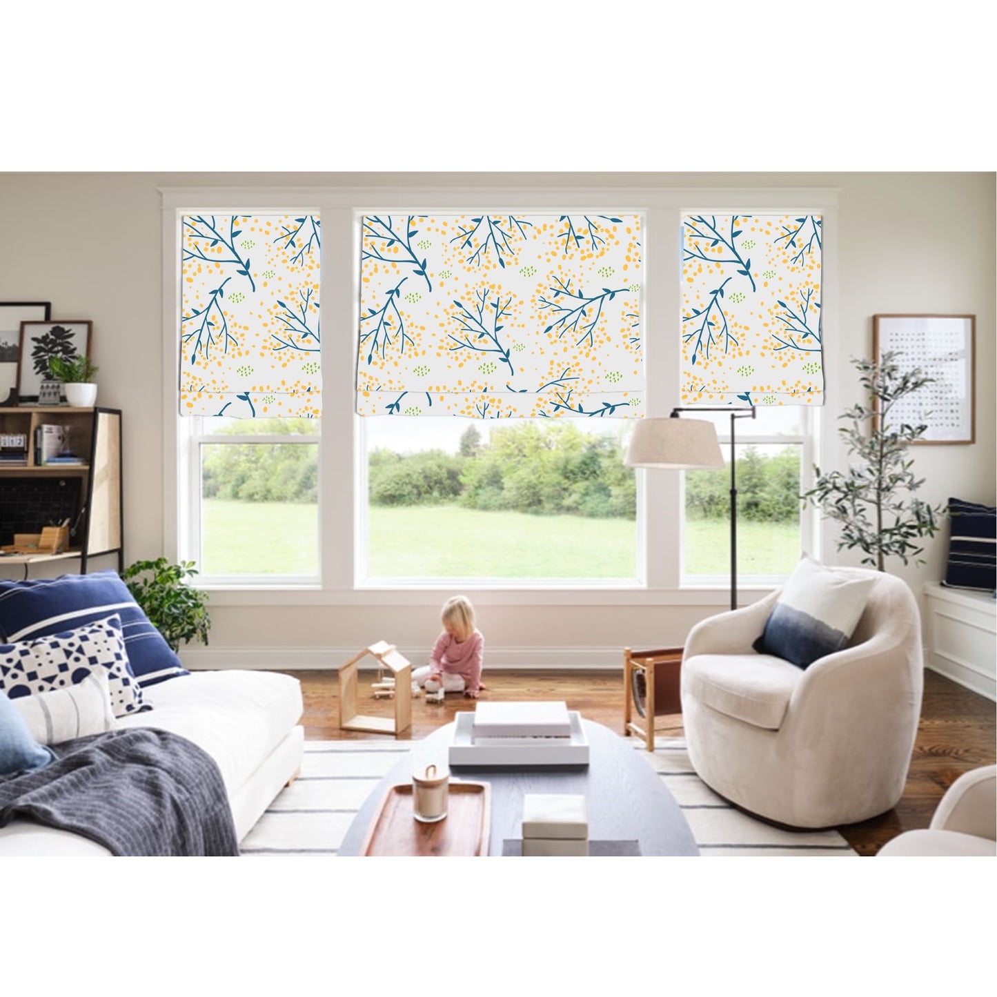 Cottage Farm House Natural Plants Window Roman Shade