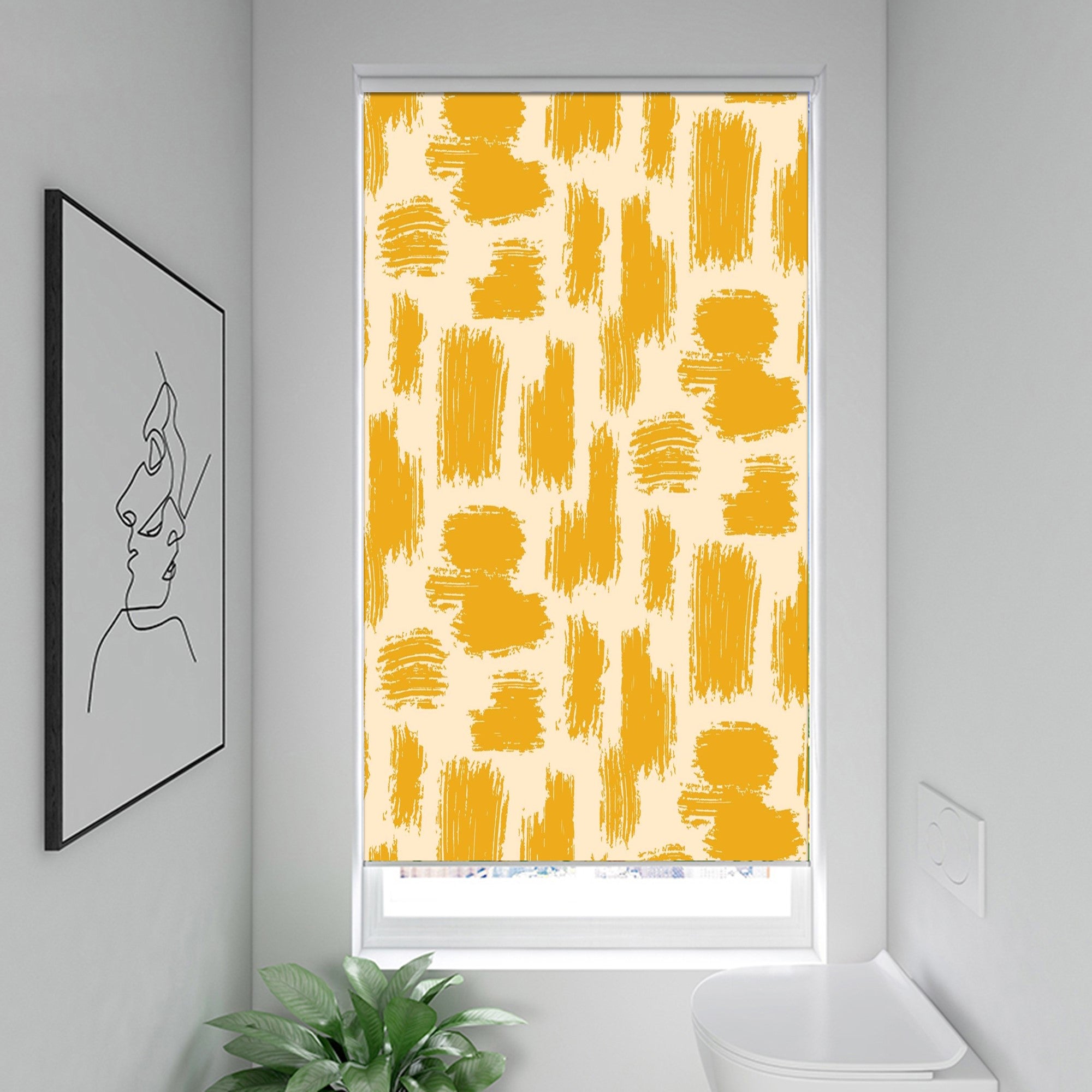 Yellow Brush Painting Geometry Window Roller Shade – Art Shades