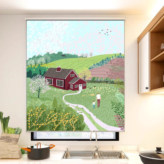 Cute Little Cottage House Painting Window Roller Shade