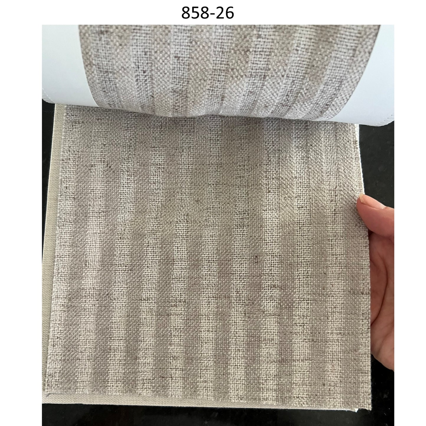 Handwoven Neutral Linen Embroidery Stripe Window Roman Shade