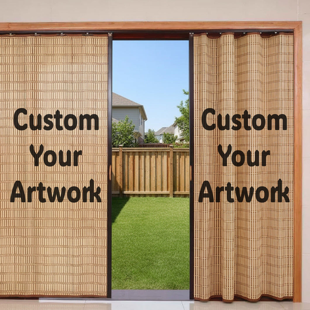 Custom Graphic/Image/Logo Natural Bamboo Sliding Door Curtain Divider