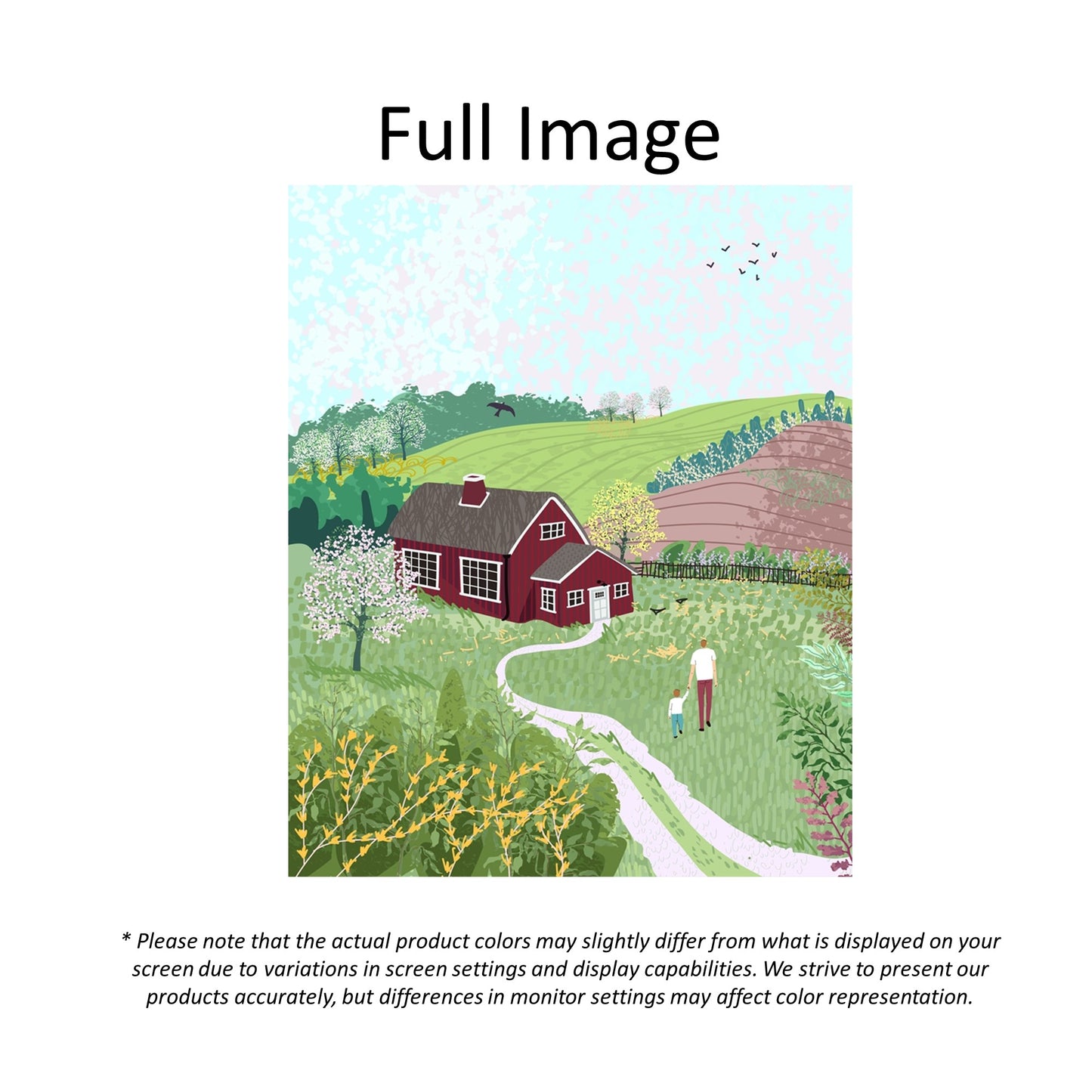 Cute Little Cottage House Painting Window Roller Shade