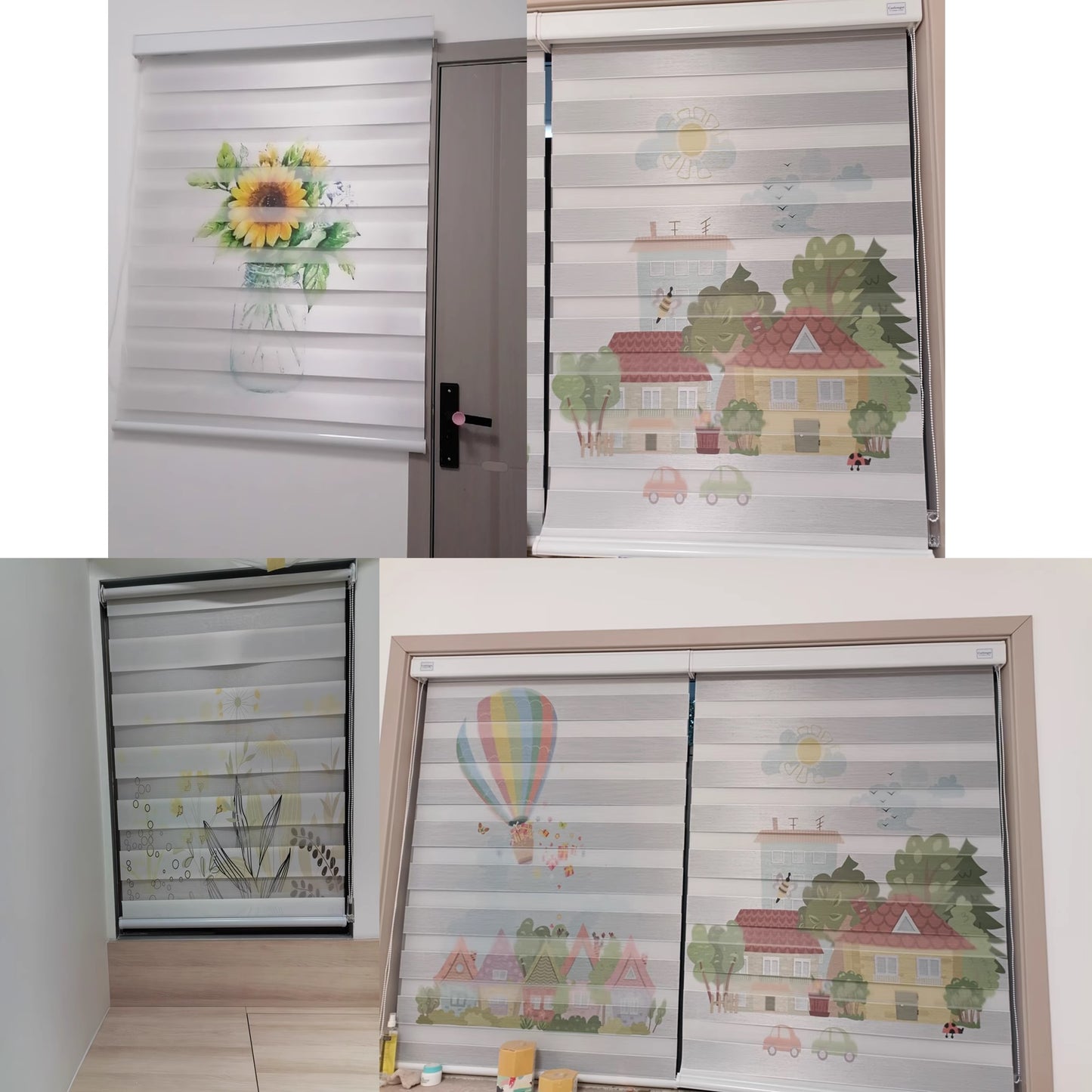 Custom Image Business Logo Personalized Design Dual-Layered Zebra Roller Shades Blinds