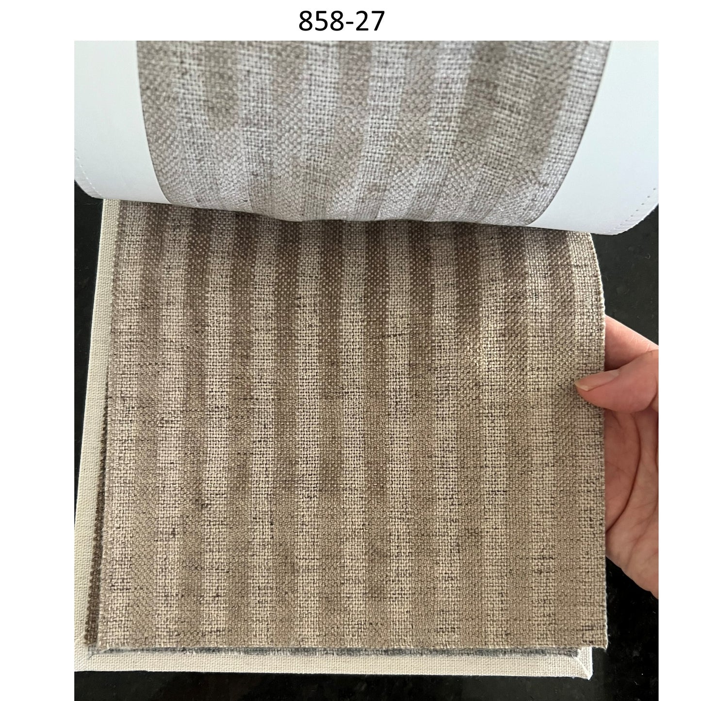 Handwoven Neutral Linen Embroidery Stripe Window Roman Shade
