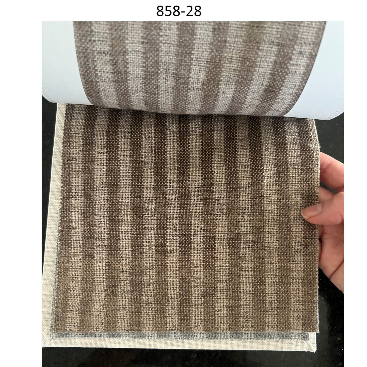 Handwoven Neutral Linen Embroidery Stripe Window Roman Shade