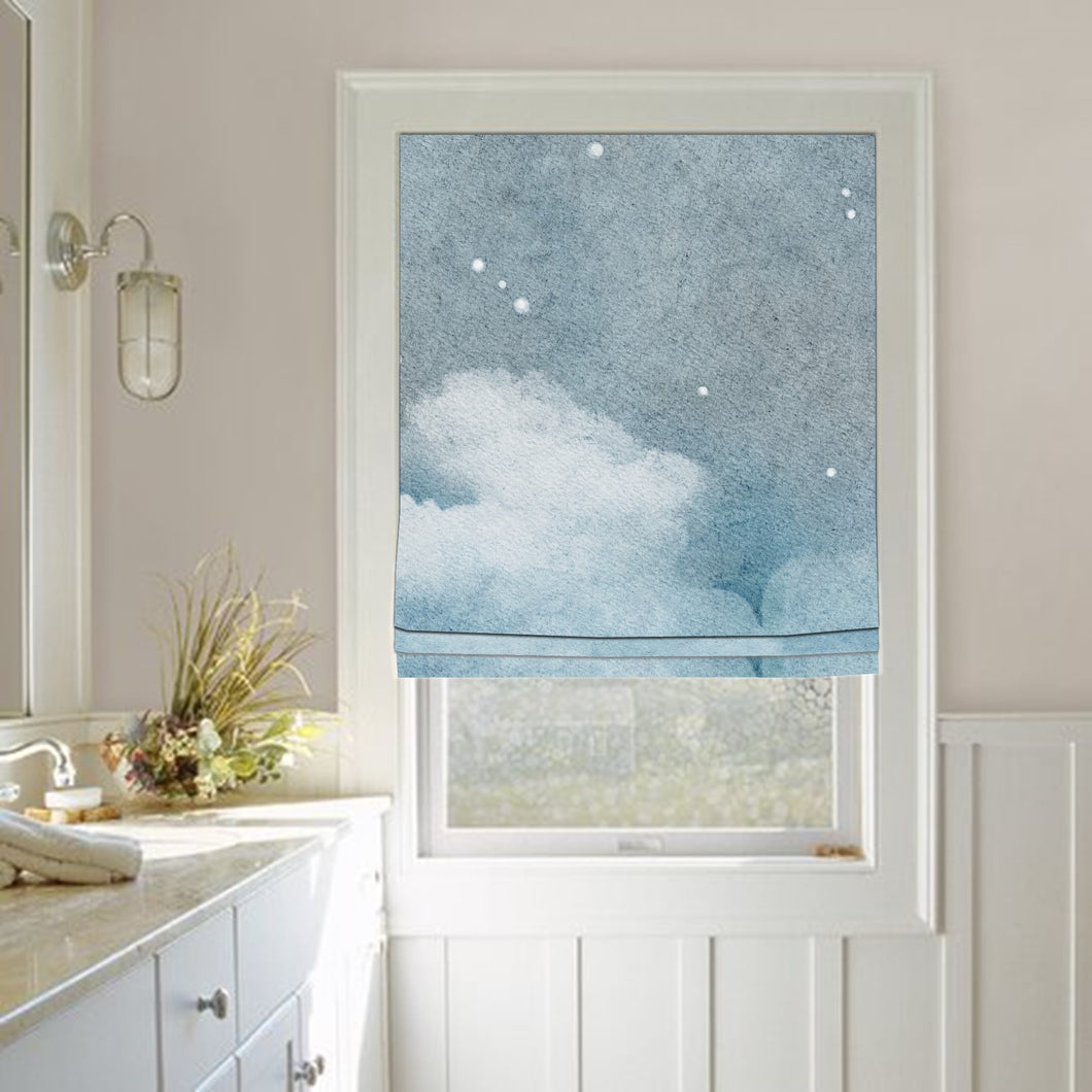 Dawn Sky with Clouds Formation Abstract Watercolor Window Roman Shade