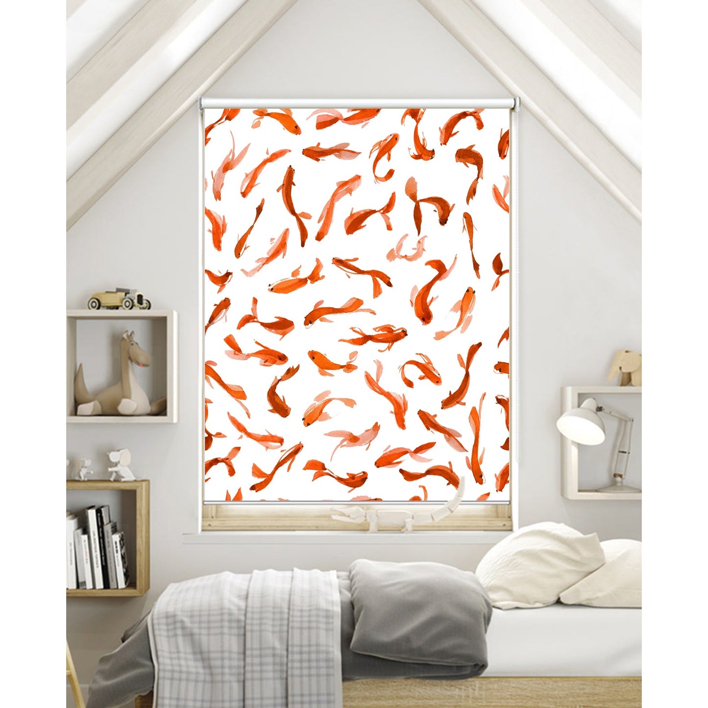 Gold Fish Painting Window Roller Shade