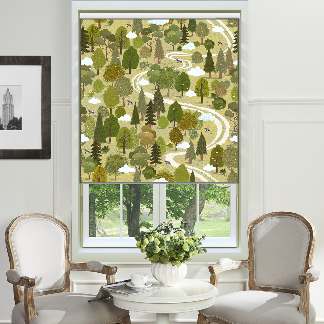 Country Forest Road Painting Window Roller Shade