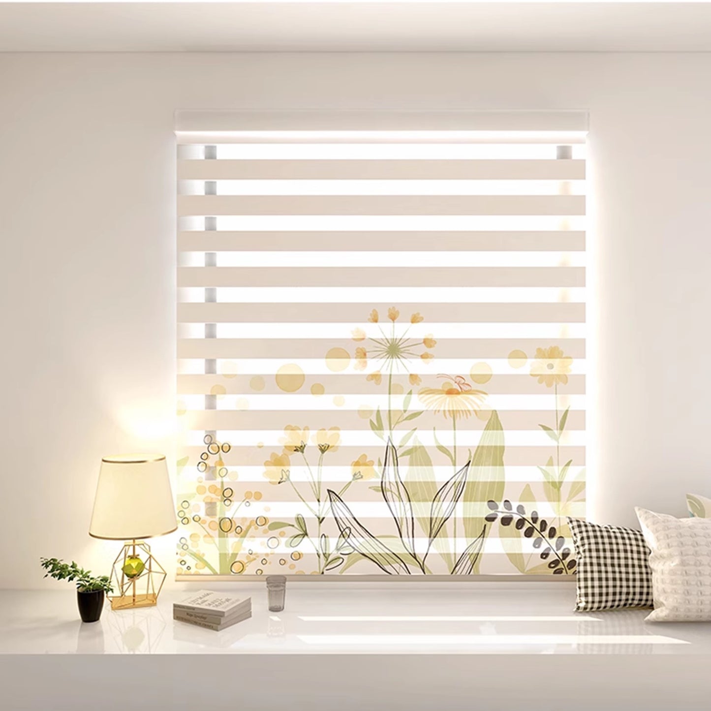 Custom Image Business Logo Personalized Design Dual-Layered Zebra Roller Shades Blinds