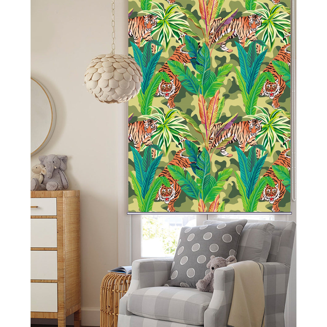 Tigers in Tropical Jungle Window Roller Shade