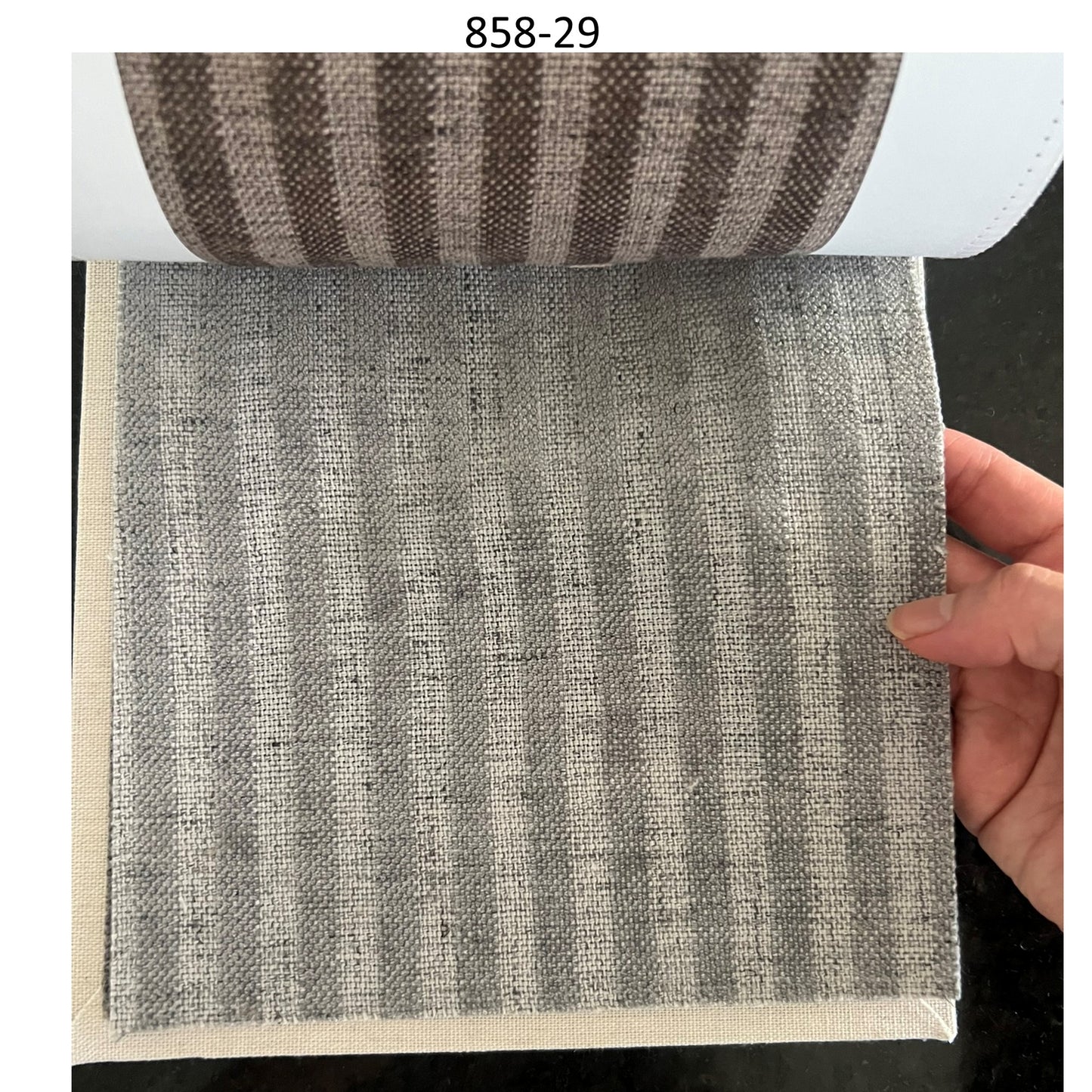 Handwoven Neutral Linen Embroidery Stripe Window Roman Shade