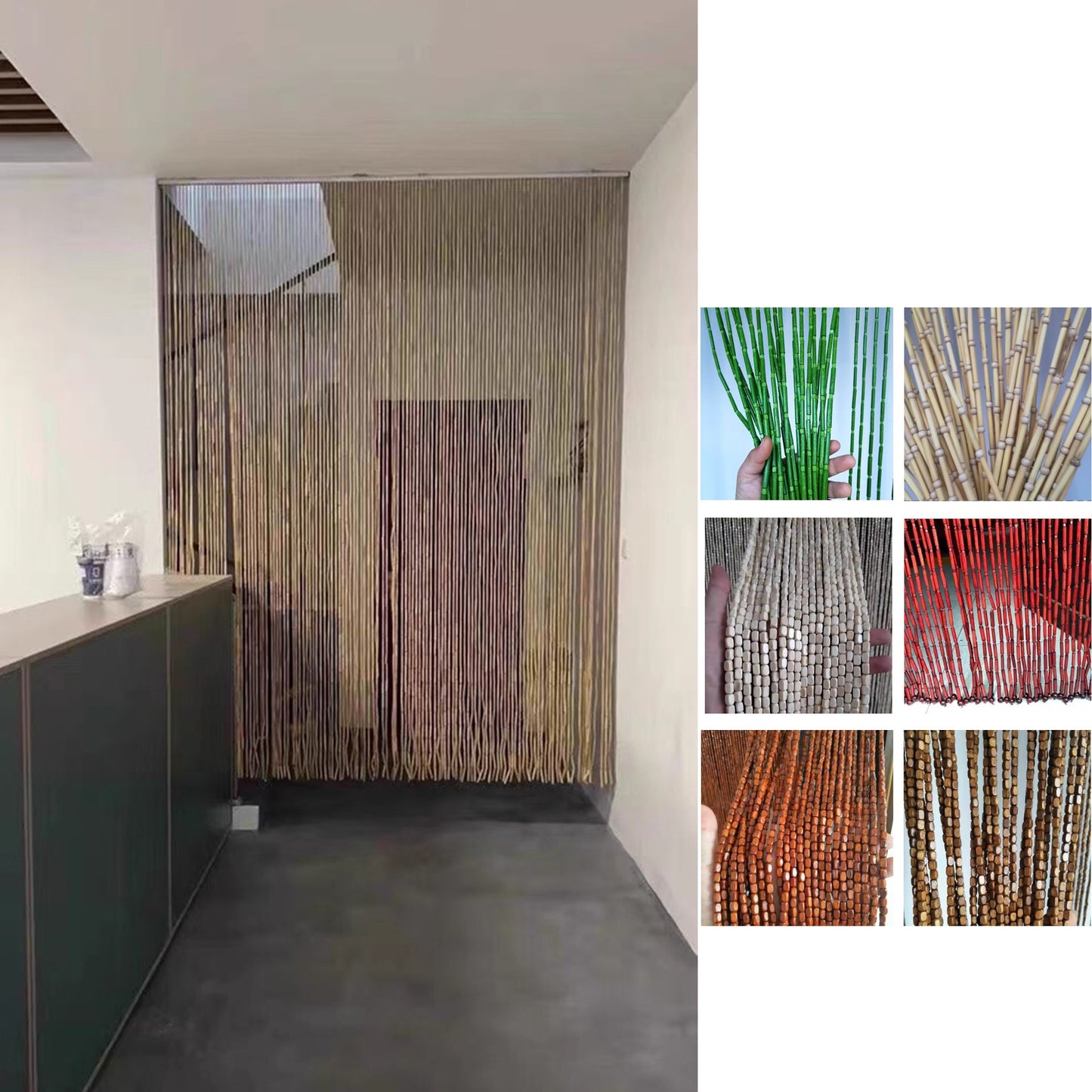 Plain Custom Bamboo Bead Curtain Room Divider & Wall Décor