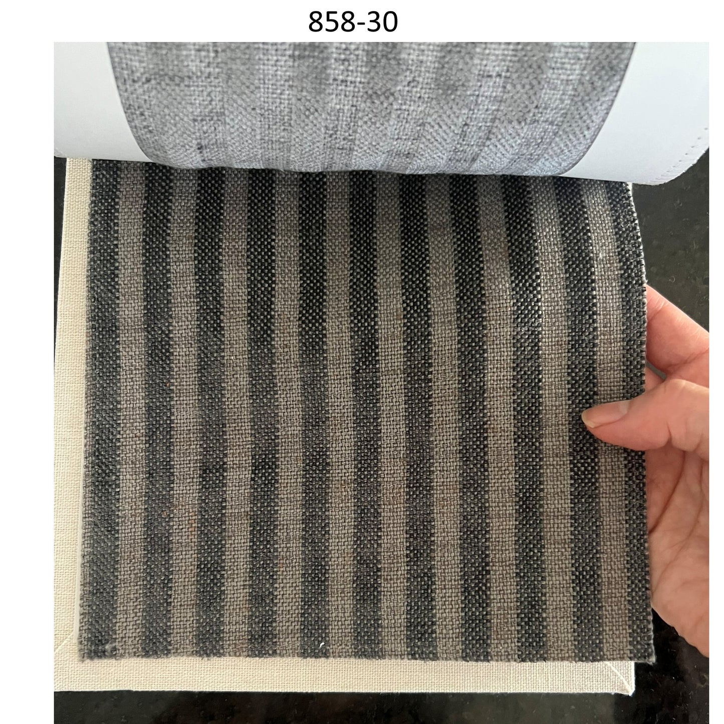 Handwoven Neutral Linen Embroidery Stripe Window Roman Shade