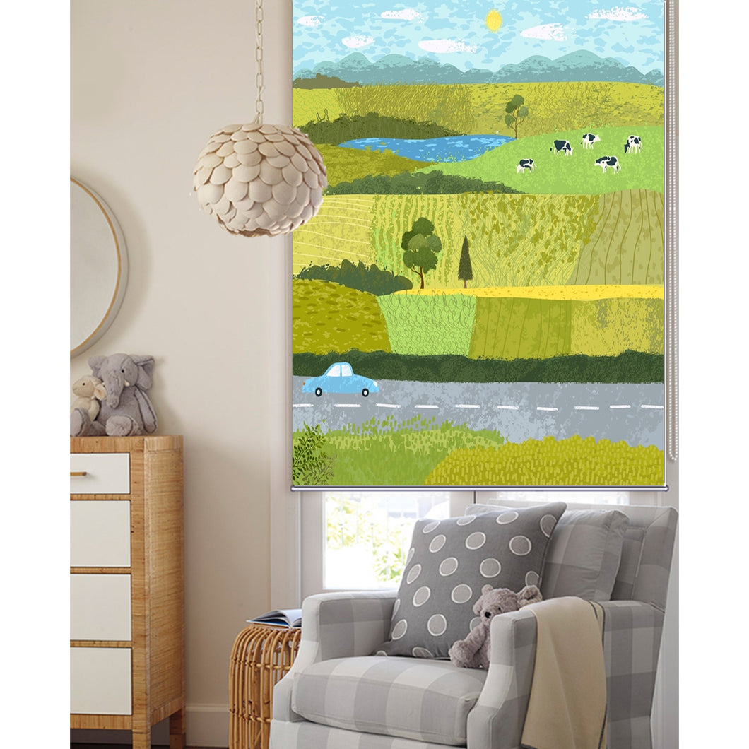 Country Side Farming Landscaping Painting Window Roller Shade