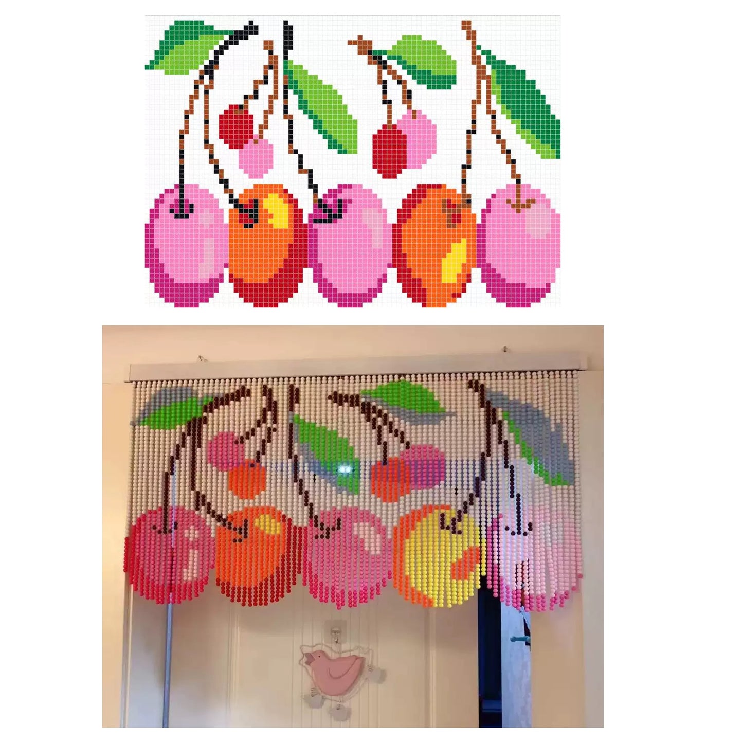 Custom Design Handcrafted Pixel Art Plastic Acrylic Bead Curtain