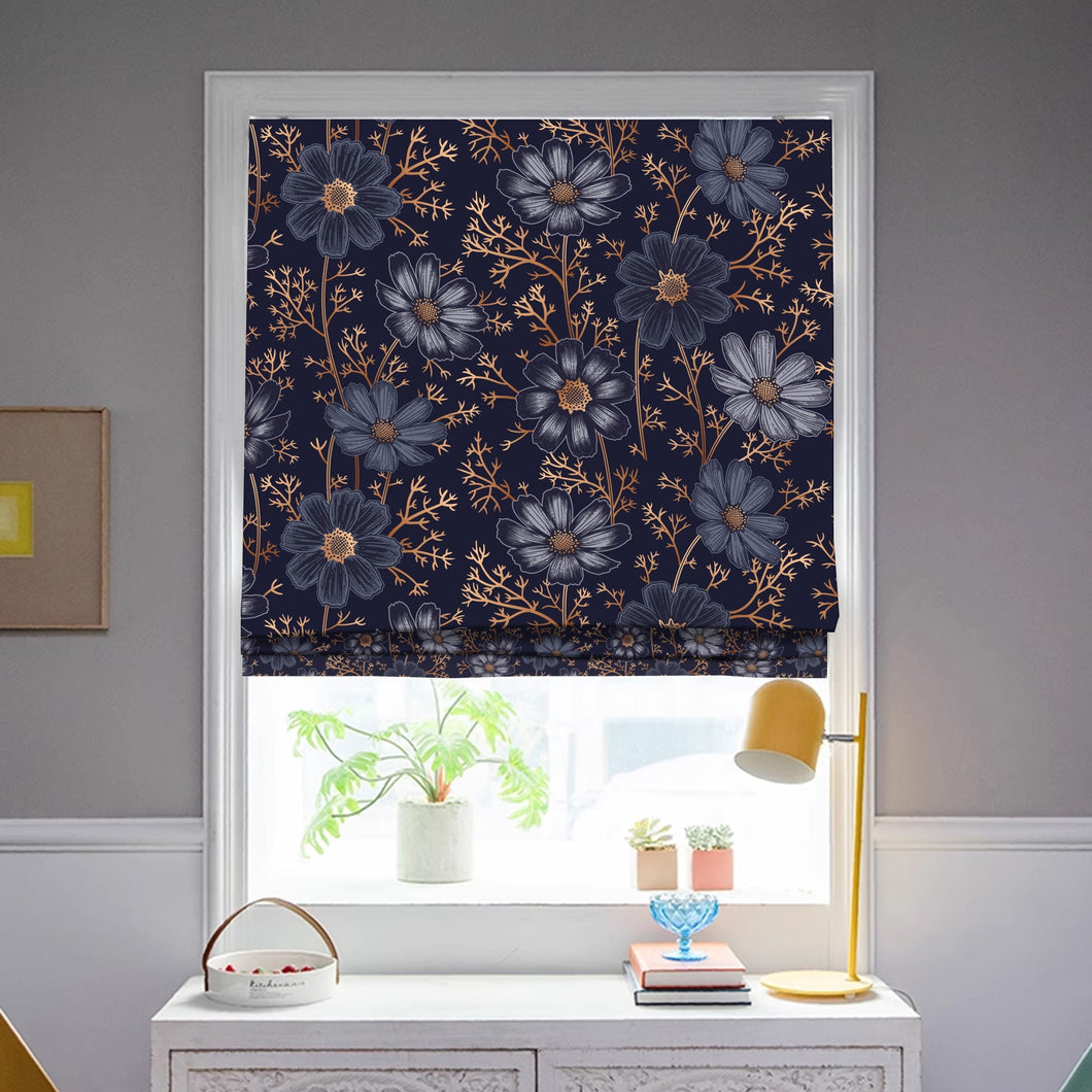 Midnight Garden Window Roman Shade