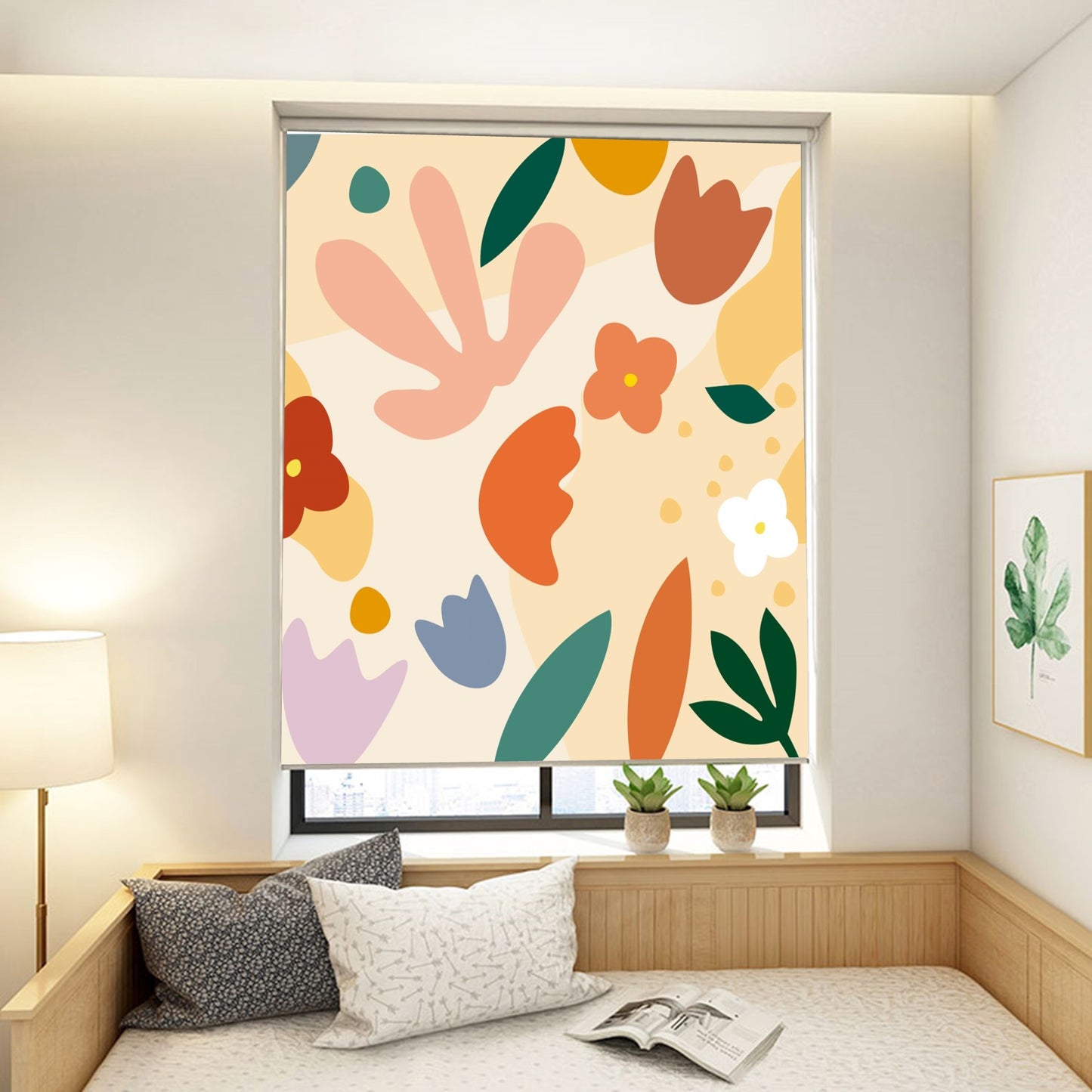 Boho Abstract Natural Botanical Window Roller Shade