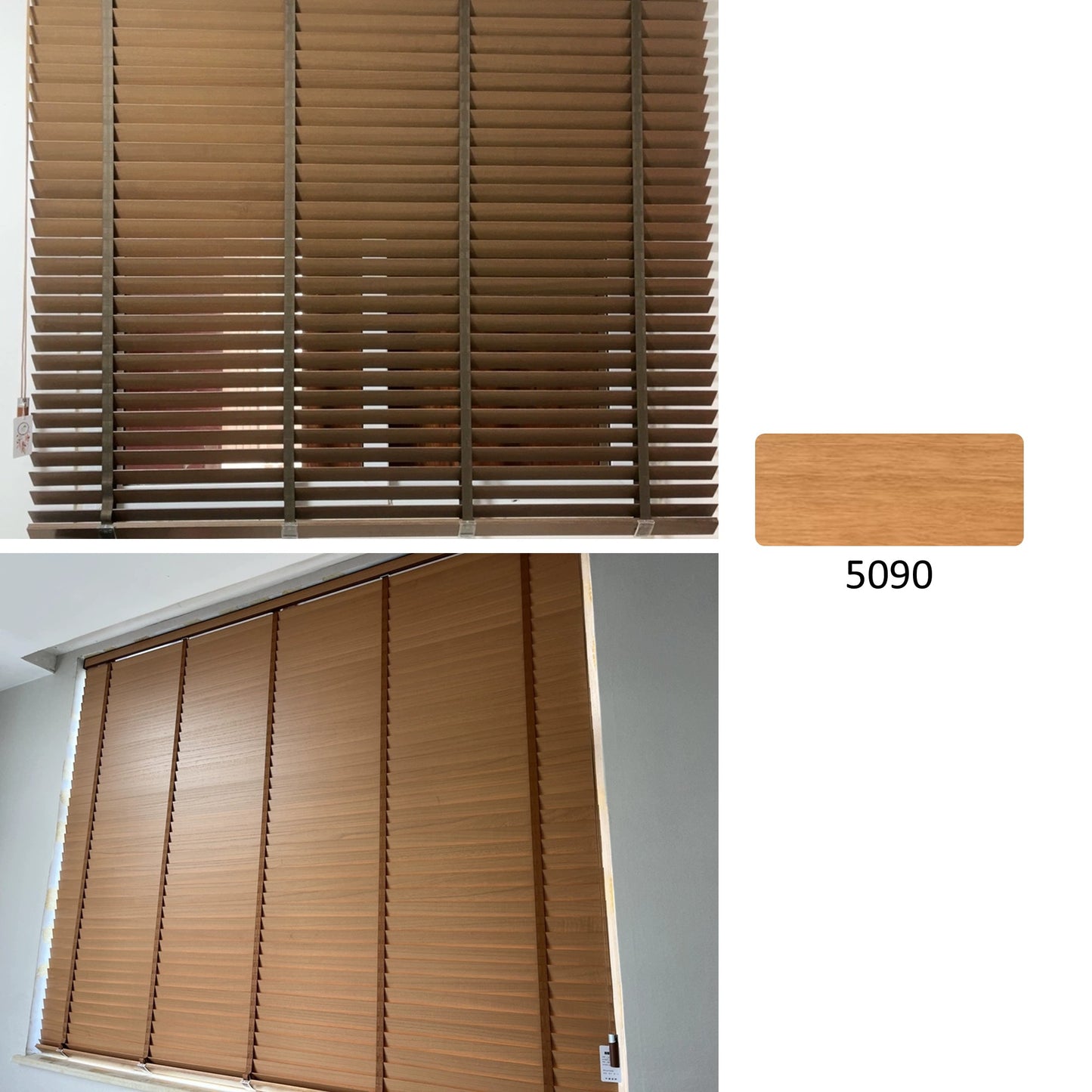African Whitewood Venetian Blinds | Solid Wood Window Slats with Customizable Color Cloth Tapes & Decorative Straps