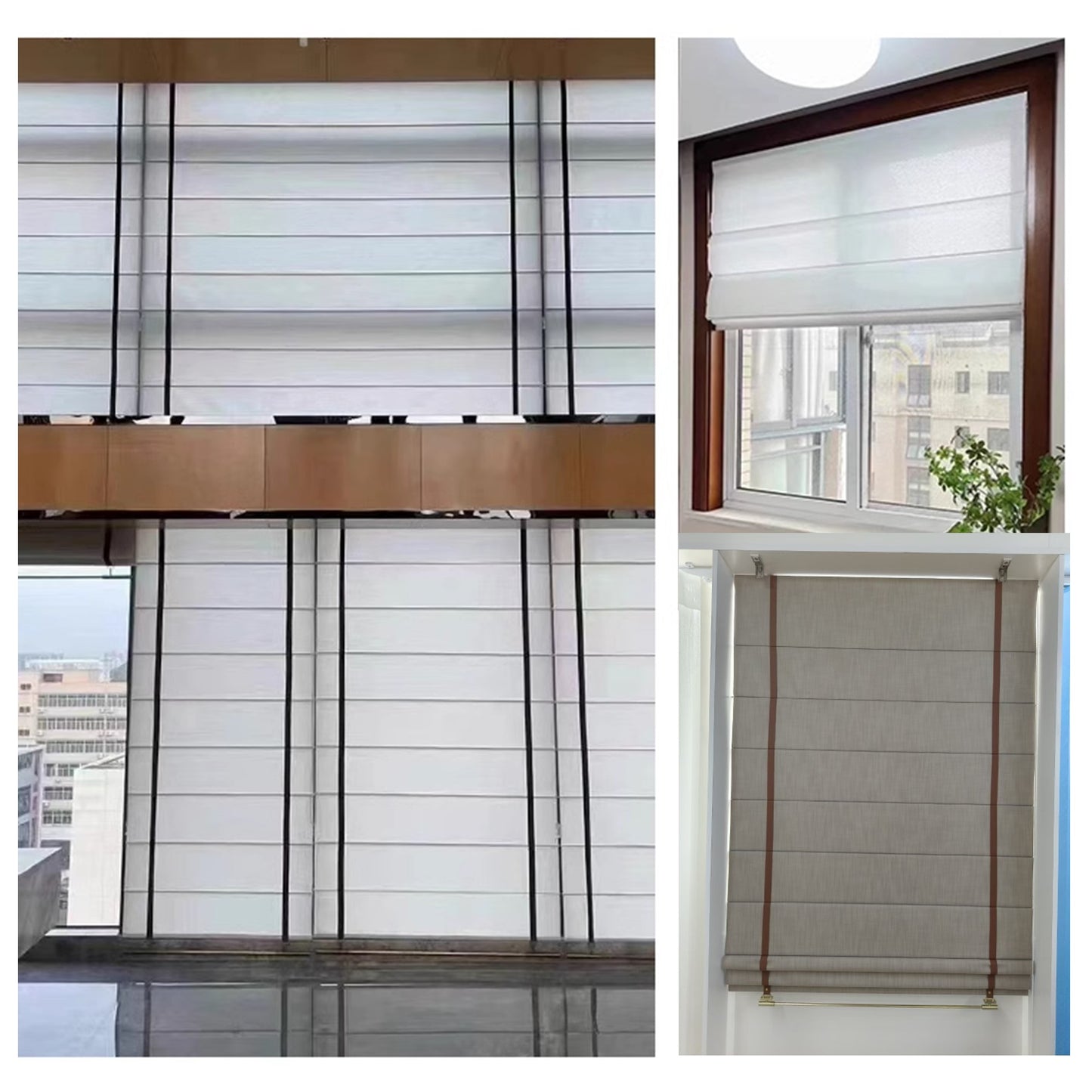 Contemporary Sleek Modern Luxe Metal and Strap Window Roman Shade